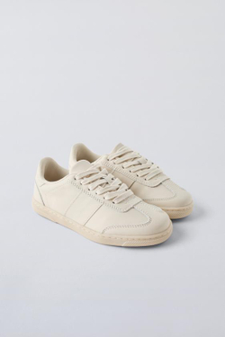 ZARA КОЖАНЫЕ КРОССОВКИ, БЕЖЕВЫЙ