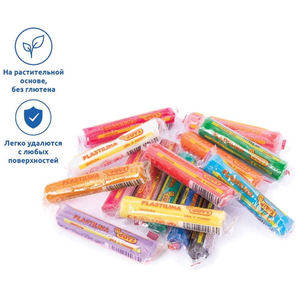 Пластилин 15 цветов Jovi, 225г, растительный, карт. коробка