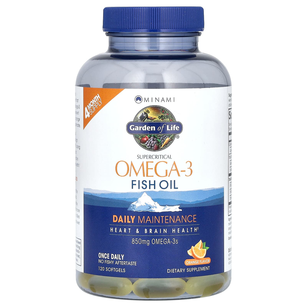 Minami Nutrition, Сверхкритический рыбий жир с омега-3, апельсин, 850 мг, 120 мягких таблеток