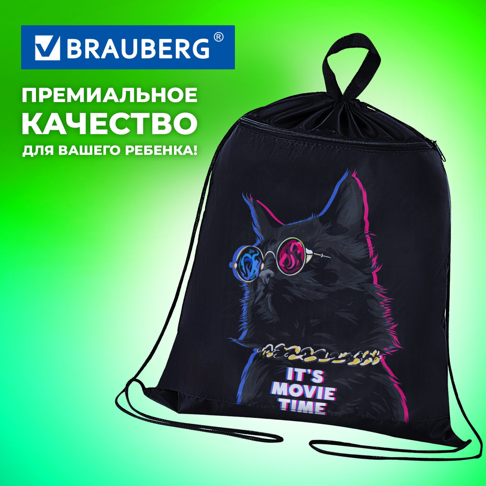 Мешок для обуви BRAUBERG с петлёй карман на молнии 47х37 см "Movie time" (3 штуки в упаковке)