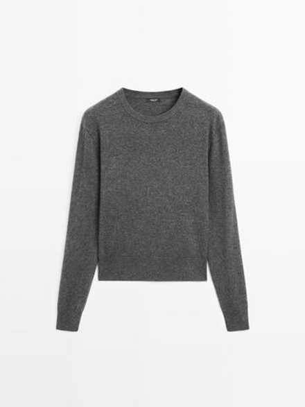 Massimo Dutti Свитер из смесовой шерсти с круглым вырезом, серый