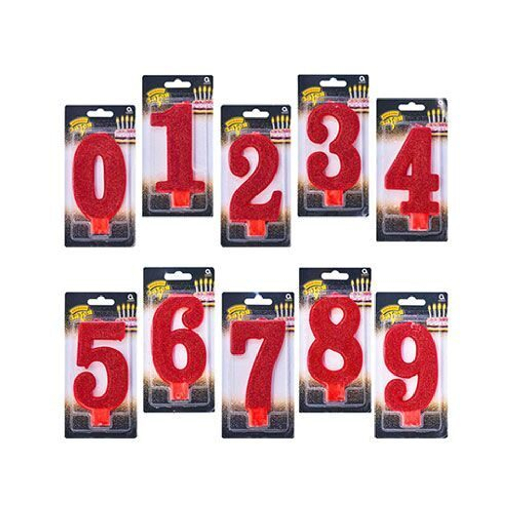 Свечи цифры Гигант Глиттер, 13 см