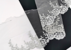 Вышивка на сетке, ЛЕВАЯ, 21 см, серая , (Арт: VS-1013), м