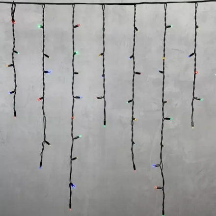 Светодиодная бахрома с колпачком 3,2*0,9 м., 168 разноцветных LED ламп, каучуковый черный провод, LTC (LL168-1-2M)