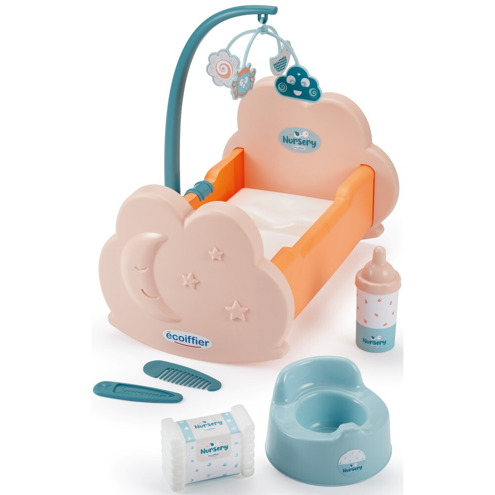 Ecoiffier Nursery - Колыбель с каруселью для куклы + 6 аксессуаров 1873 / артикул   1873  / GTIN 3280250018735
