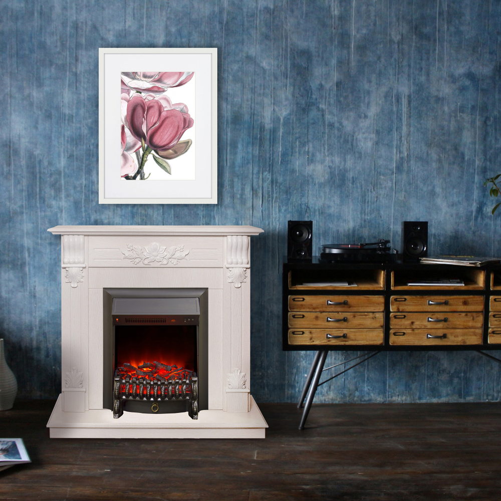 Каминокомплект Real Flame Ottawa WT с очагом Fobos Lux Black (без пульта)