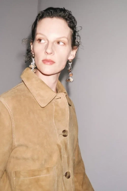 ZARA КУРТКА ИЗ 100% ЗАМШИ, РЫЖЕВАТО-КОРИЧНЕВЫЙ