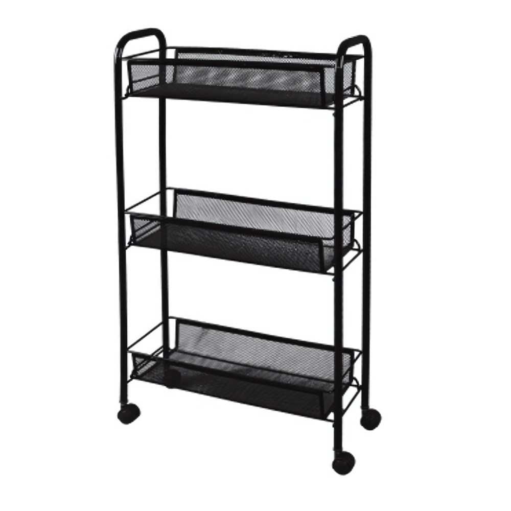 Этажерка "Ладья 1К" 3 полки на колесиках черный