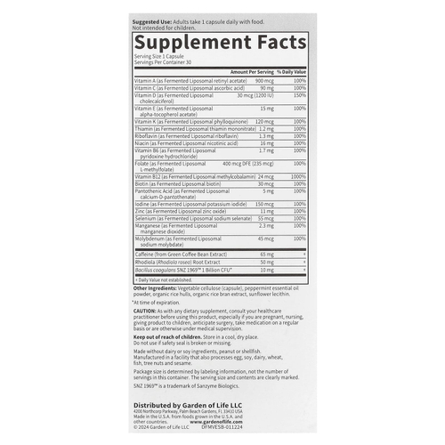 Garden of Life, Компания Dr. Formated Multi +, Energy Support, 30 капсул