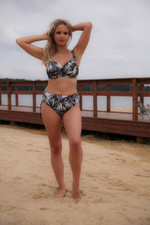 Купальный лиф из ткани с растительным принтом с люрексом (Размер: 90G) (Цвет: черный с белым)