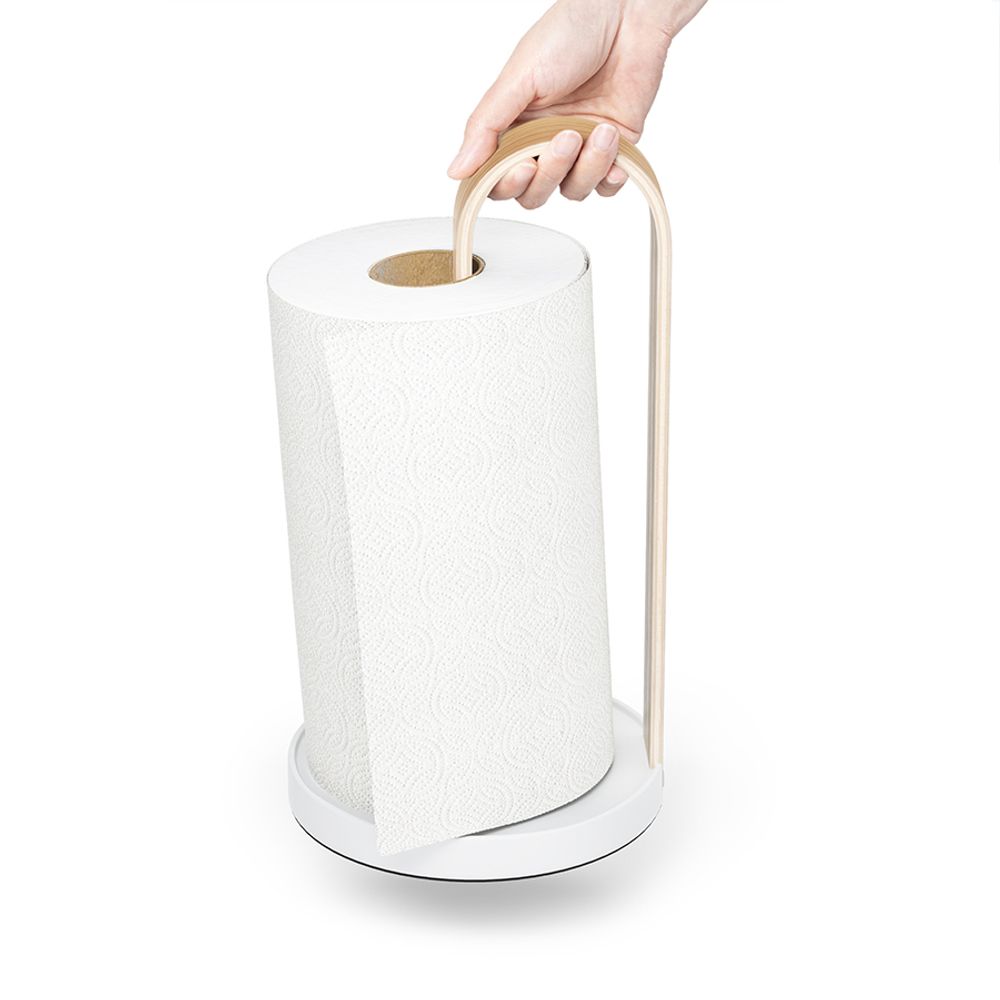 Держатель для бумажных полотенец Bellwood, белый/натуральное дерево