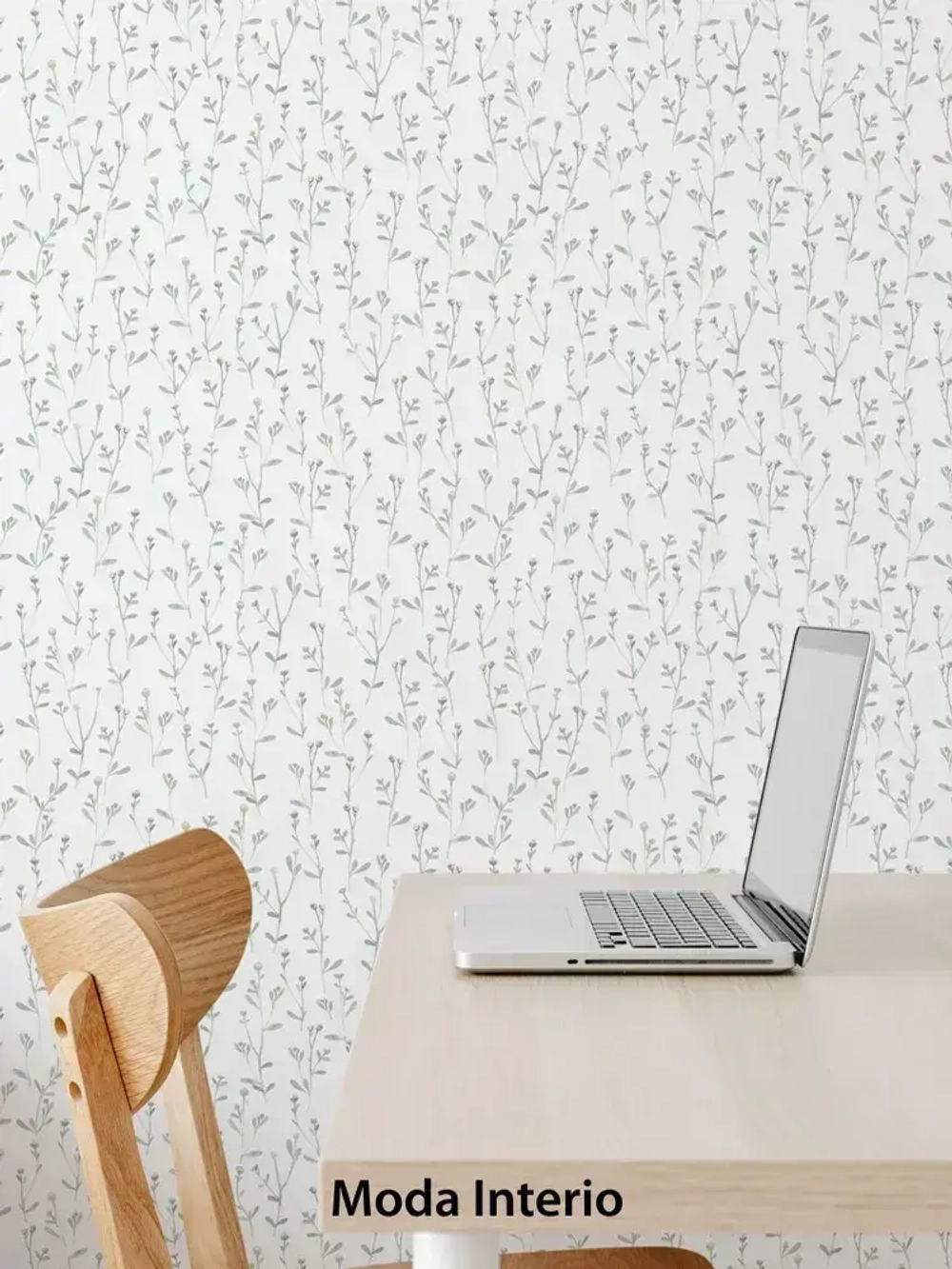 Обои флизелиновые, веточка на белом фоне, метровые, для спальни, Tenero (Moda interio, арт.32688-51)