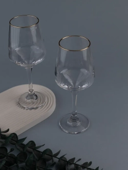 Набор бокалов для вина, 450 мл, 6 шт. с золотой каймой