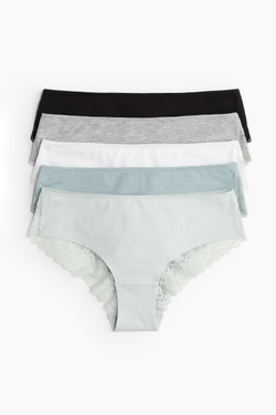 H&M Набор из пяти трусов с кружевом, светло-серый