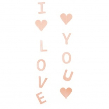 Гирлянда-подвеска I love you (сердца), Розовый, Перламутр, 120 см, 1 шт.