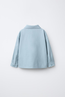 ZARA КУРТКА-РУБАШКА ВАФЕЛЬНОГО ПЛЕТЕНИЯ С КАРМАНАМИ, СИНИЙ