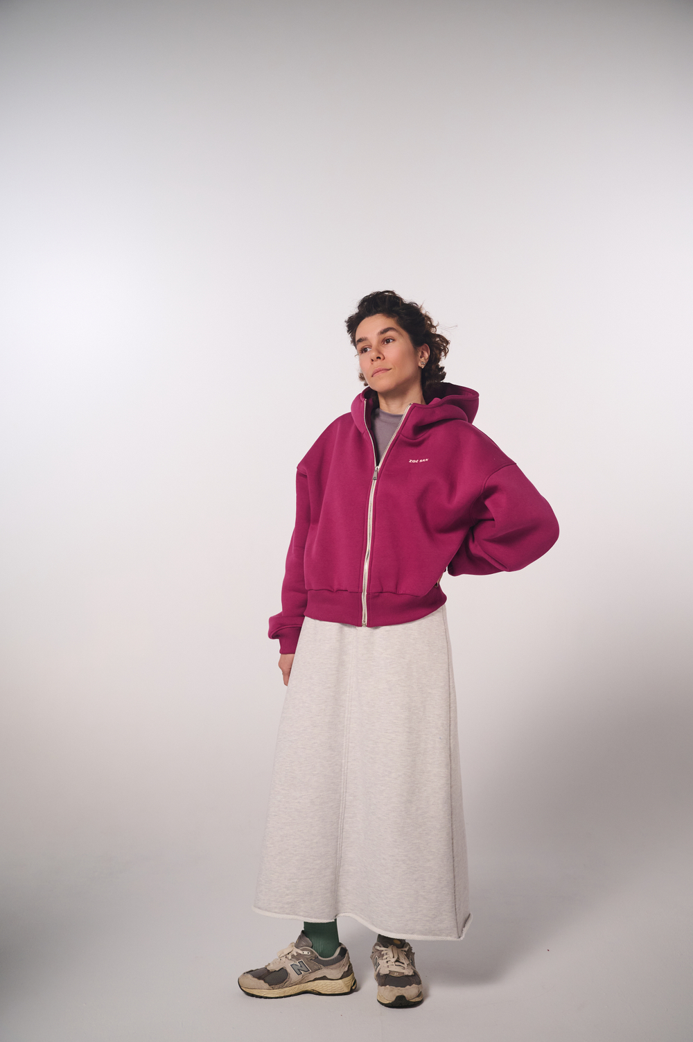 Юбка-трапеция из плотного футера без начеса, светло-серый меланж