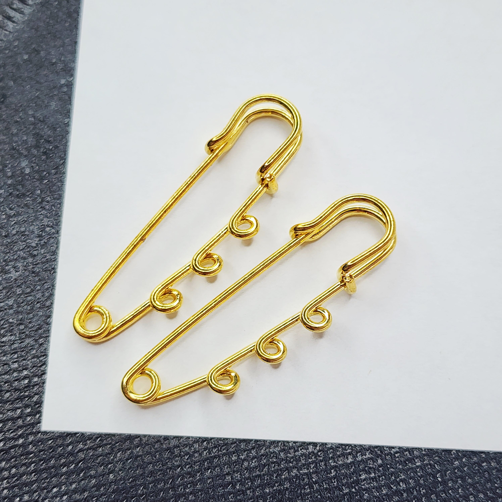 Броши булавки, сталь, позолота, 50мм, цена за набор 2 шт