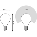 Лампа Gauss LED Шар 7W E14 590 lm 6500К диммир. 105101307-D