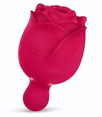 Малиновый вибростимулятор в форме бутона со стебельком (Цвет: малиновый)