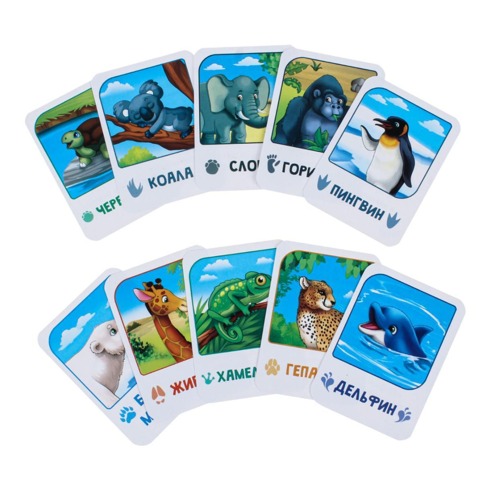 Обучающий пазл 66эл. "Изучаем животных" с наклейками и карточками (Puzzle Time)