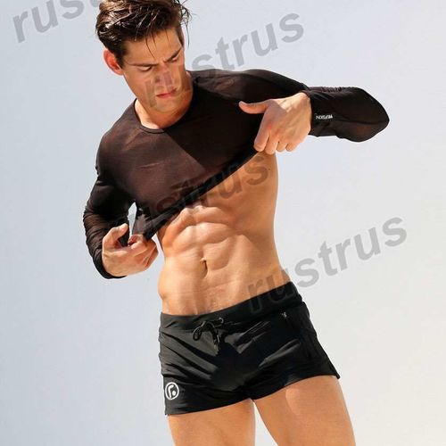 Мужские плавки черные с внешним карманом спереди  Aqux 29910