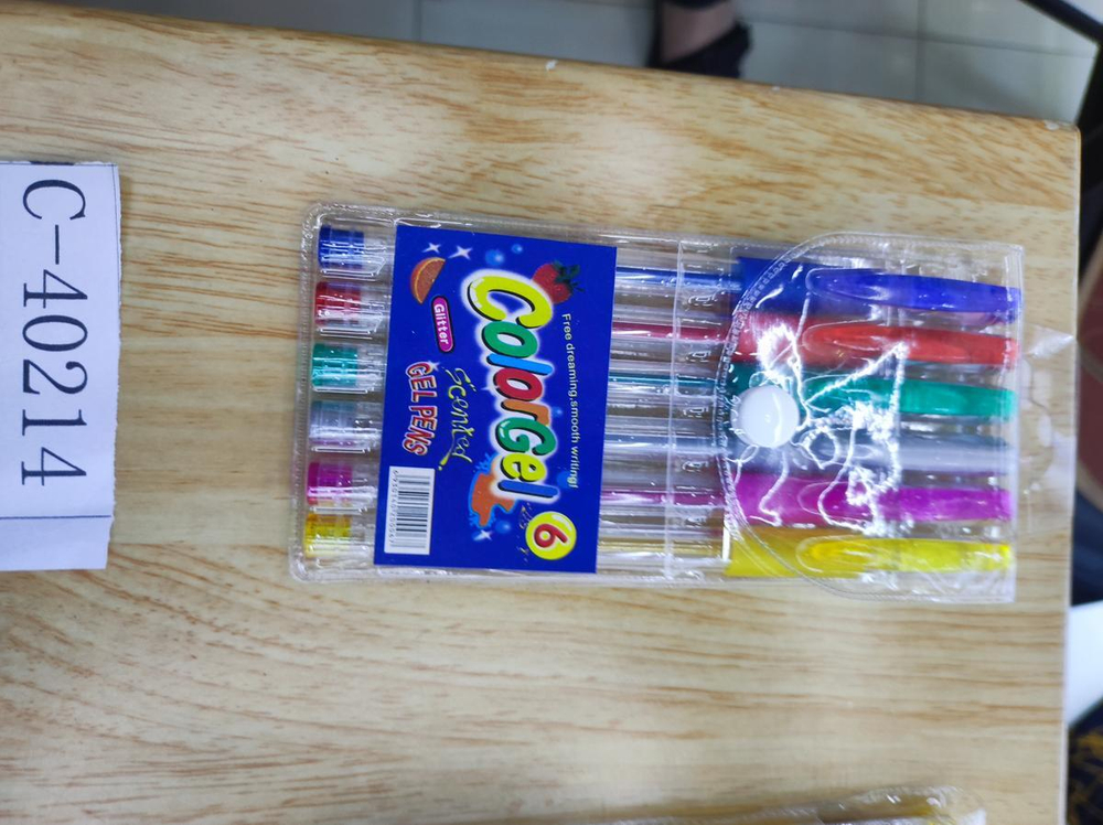 Набор гелевых ручек 6 цветов с блестками, 1 мм, в ПВХ упаковке, С-40214