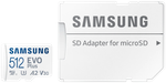 Карта памяти Samsung EVO Plus microSDXC 512 ГБ Class 10, V30, A2, UHS-I U3, R 130 МБ/с, адаптер на SD