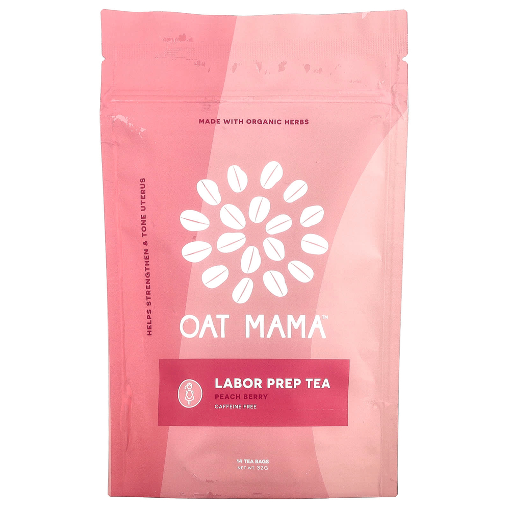 Oat Mama, Labor Prep Tea, персик, без кофеина, 14 чайных пакетиков, 32 г