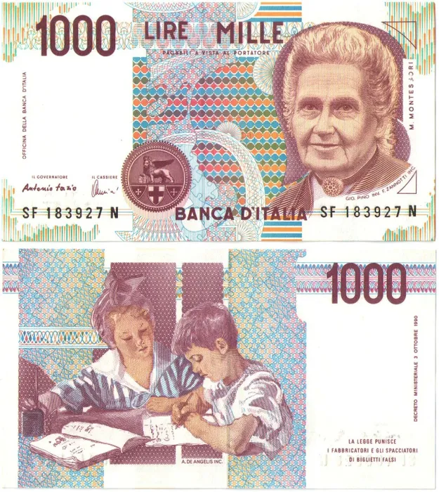 1 000 лир 1990 Италия