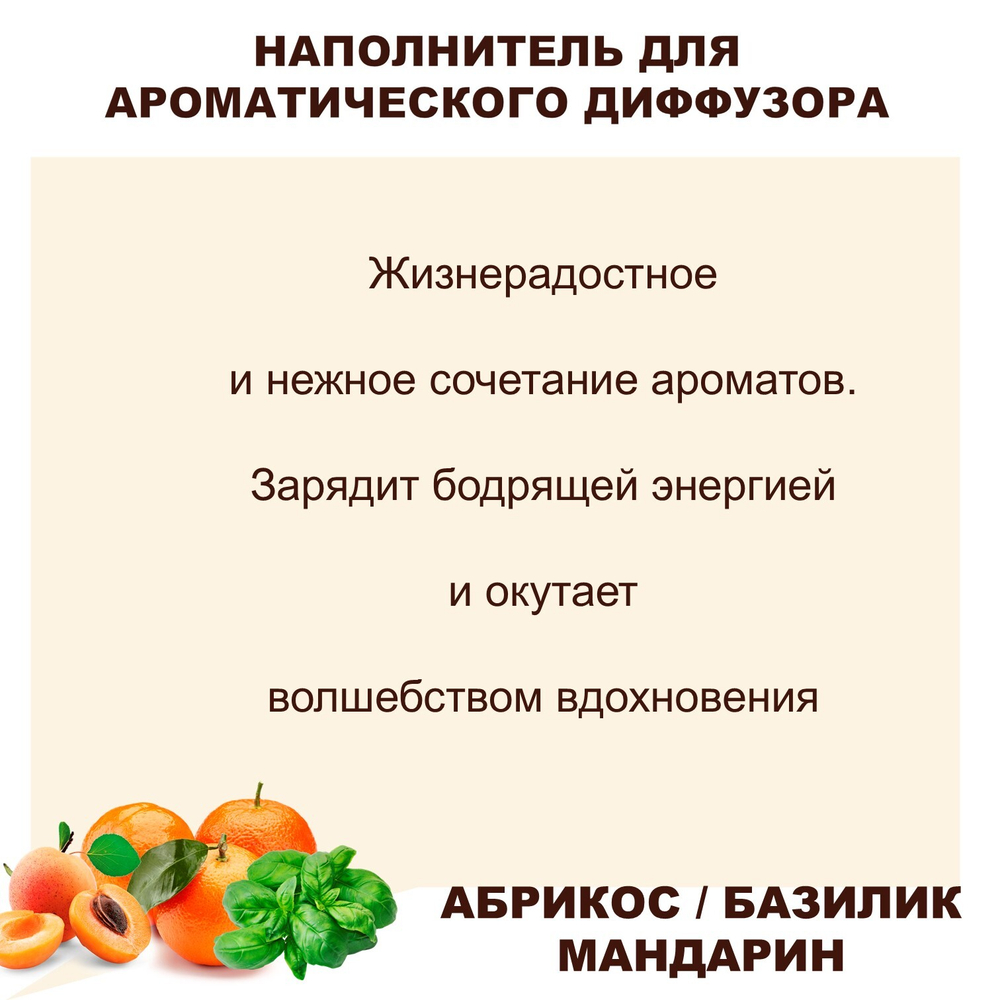 Абрикос, базилик, мандарин - Наполнитель для ароматического диффузора