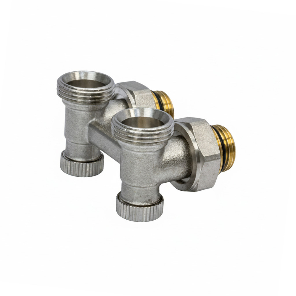 Узел нижнего подключения 1/2x3/4ЕК угловой двухтруб VRT