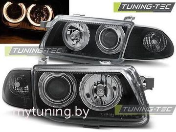 Передние фары Opel Astra F angel eyes black