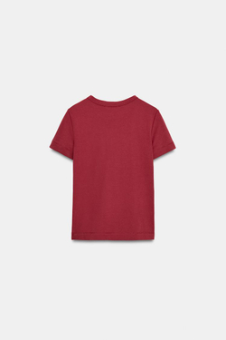 ZARA ФУТБОЛКА INTERLOCK С КОРОТКИМИ РУКАВАМИ, ГРАНАТОВЫЙ