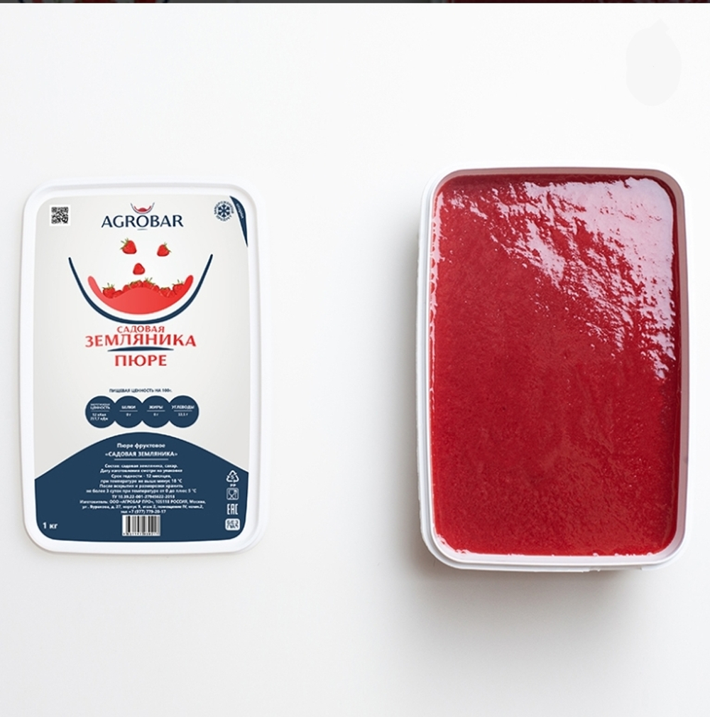 Пюре Земляника Агробар замороженное, 250гр