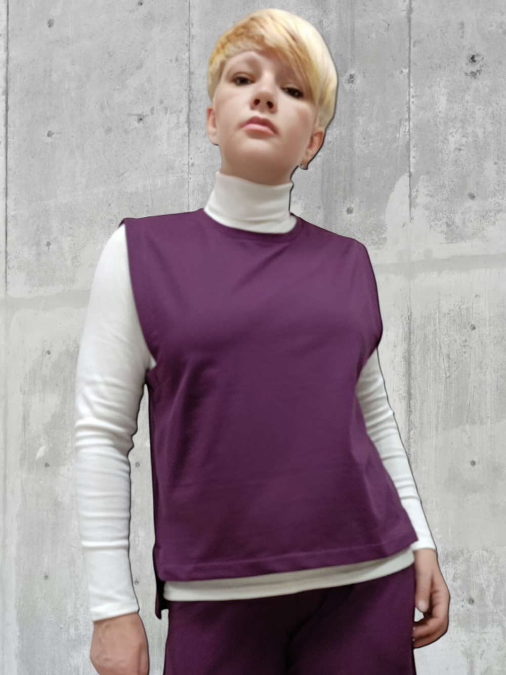 24523 Жилет женский футер 2-х нитка виолет (48)