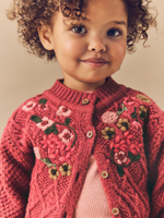 Кардиган вязаный с вышивкой для девочки Next E25-155, Кирпичный