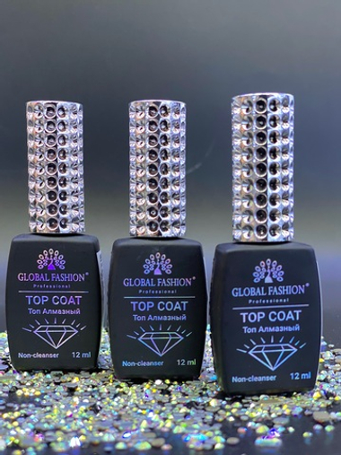 Универсальное верхнее покрытие без липкого слоя (топ/финиш) Global Fashion TOP-Алмазный, 12 мл
