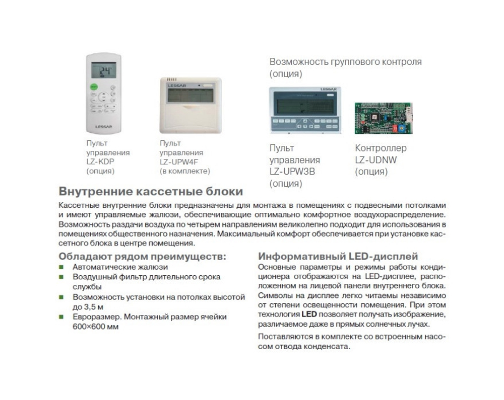 Кассетный кондиционер Lessar LS-H18BCKA2/LU-H18UIA2/LZ-BEB23 (зимний комплект)