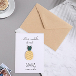 Открытка с деревянным элементом "Моя любовь к тебе слаще, ананаски" ручная работа, 14,7х10,5