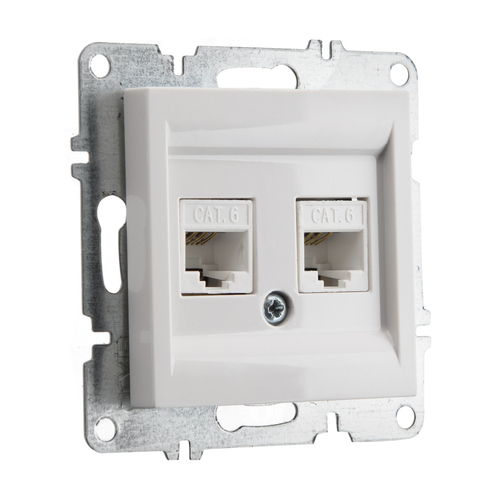 Розетка компьютерная ARVIA Electric, кат. 6, 2 гнезда, белая 50011000248