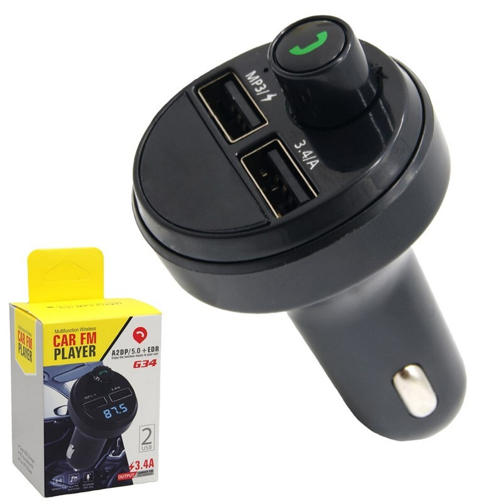 Автомобильный FM-трансмиттер G34 Bluetooth (черный)