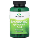 Swanson Vitamins, бетаин гидрохлорид, соляная кислота с VegPeptase™, 250 растительных капсул