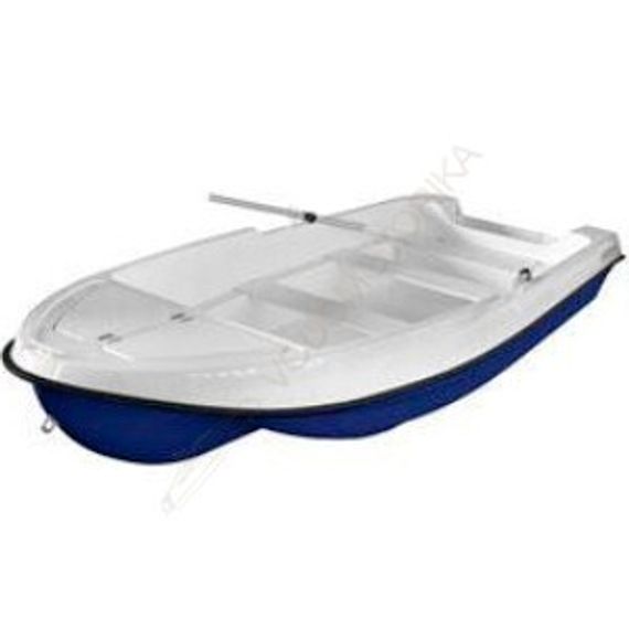 Лодка LAKER 410 пластиковая моторно-гребная ( низ синий, верх белый )