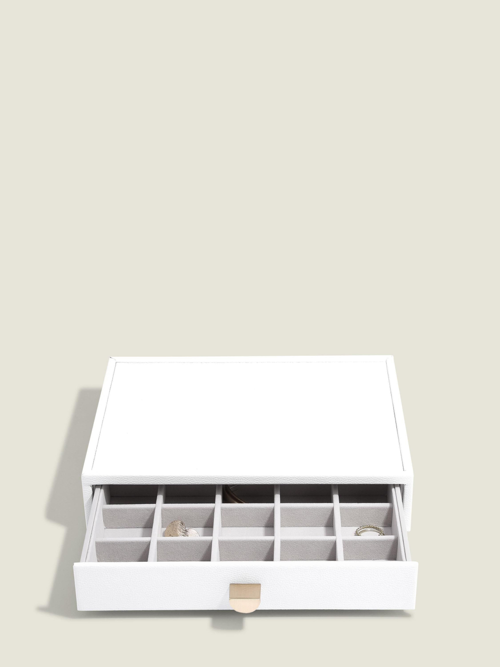 Органайзер для украшений и часов со стеклянной крышкой Stackers Classic Jewellery Box, 3 секции - White Pebble