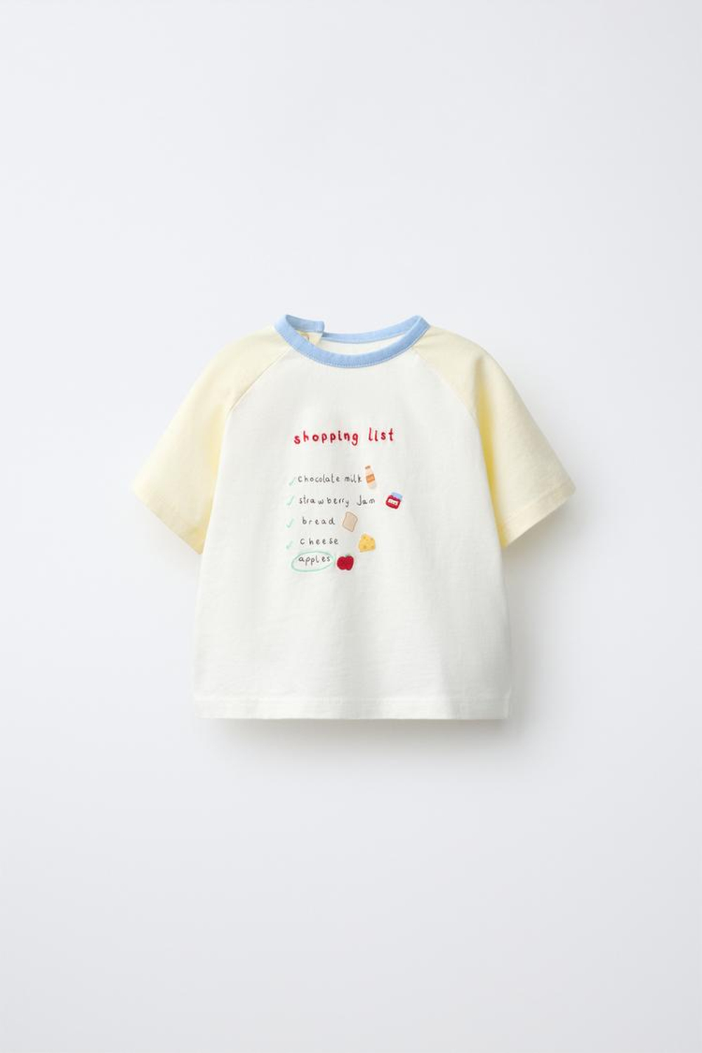 ZARA ФУТБОЛКА С КОНТРАСТНЫМИ РУКАВАМИ РЕГЛАН, ЖЕЛТОВАТО-БЕЛЫЙ