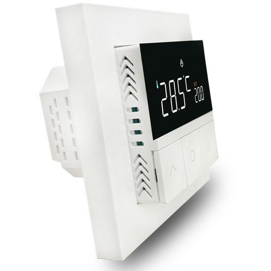 Термостат с датчиком пола,  программируемый,  16 A,  55*55 мм.белый,  клавиши настройки