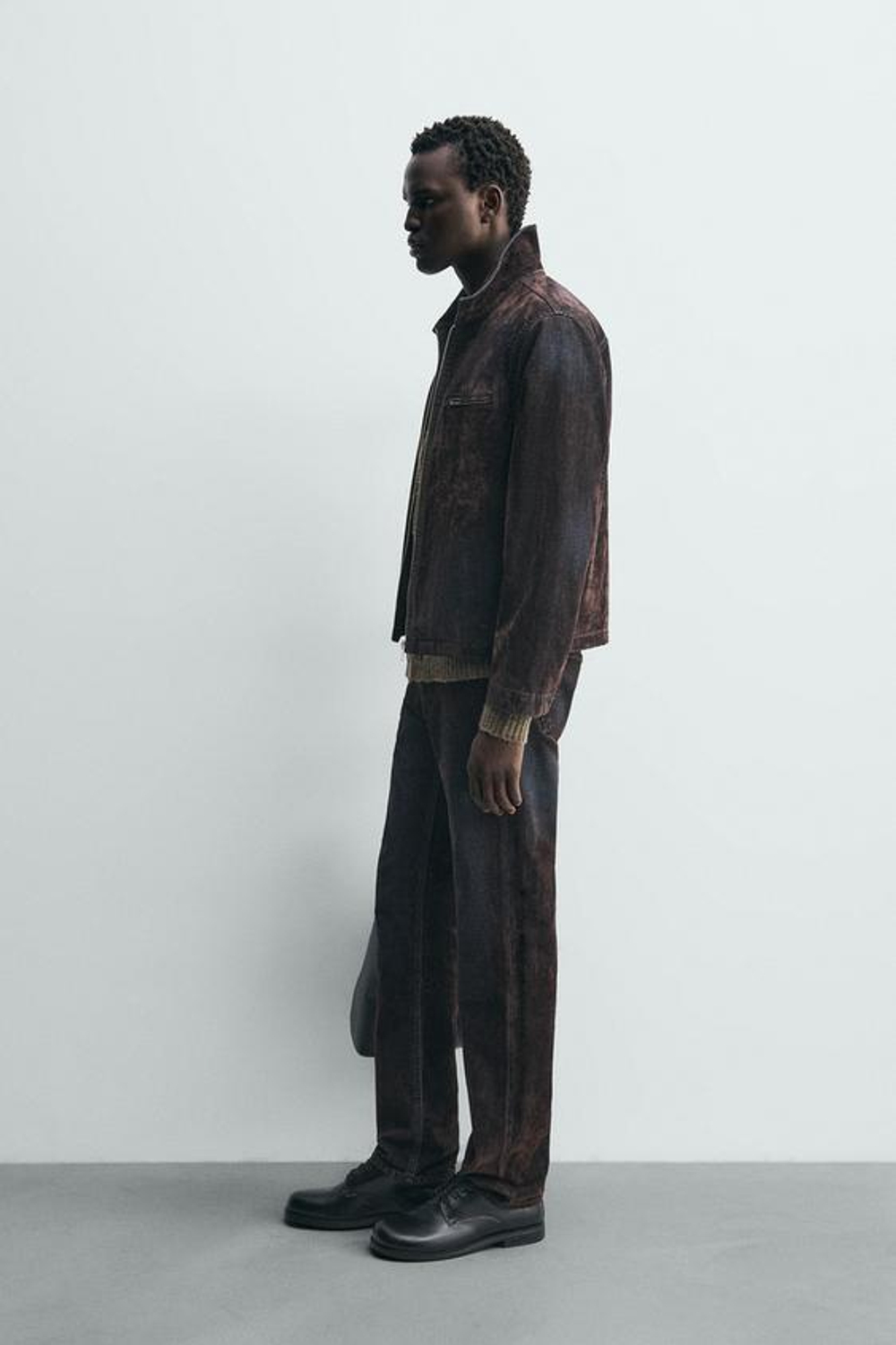 ZARA ДЖИНСЫ RELAXED FIT С ФЛОКИРОВАНИЕМ ПОД БАРХАТ, КОРИЧНЕВЫЙ