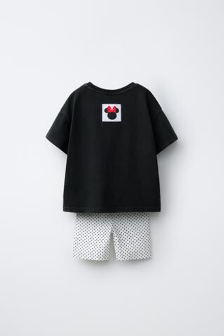 ZARA КОМПЛЕКТ ИЗ ФУТБОЛКИ И ЛЕГИНСОВ В ГОРОШЕК MINNIE MOUSE © DISNEY, ЧЕРНЫЙ/БЕЛЫЙ