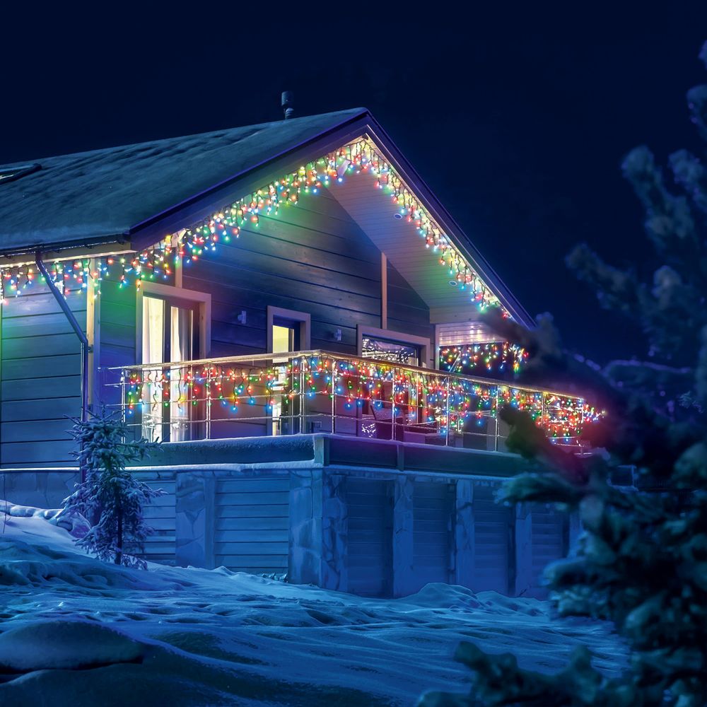 ULD-B5007-300-TBK MULTI IP67 Бахрома светодиодная с эффектом мерцания. 5м. Соединяемая. 300 светодиодов. Красный. желтый. синий. зеленый свет. Провод черный. TM Uniel